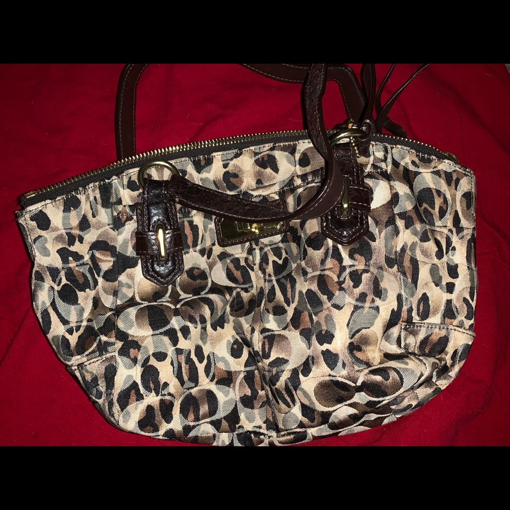 Coach leopard print hand bag